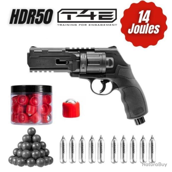 Pack Revolver Umarex  T4E HDR50 co2 billes caoutchouc 14 joules