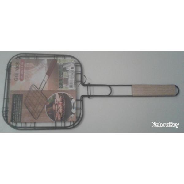 Grilles en acier pour barbecue viande 20 cm X 20 cm longueur hors tout 47 cm
