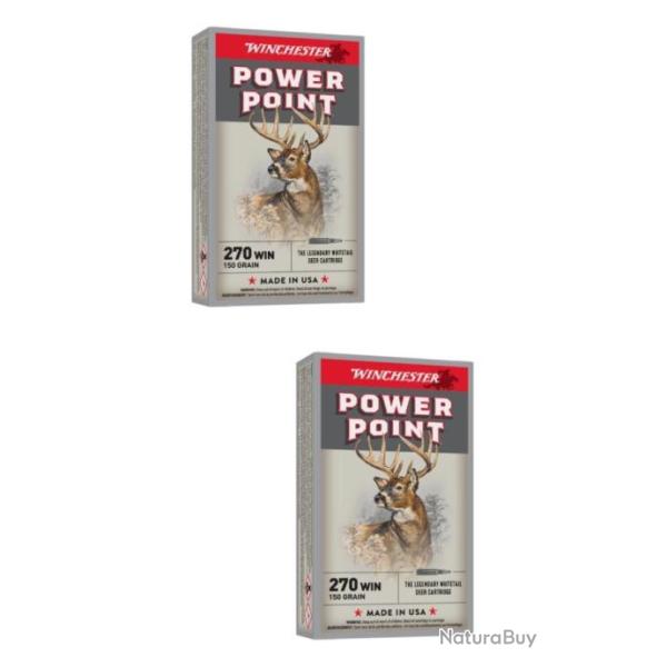 Lot de 2 bo�tes de 20 cartouches 270 Win Power Point - 150 Gr