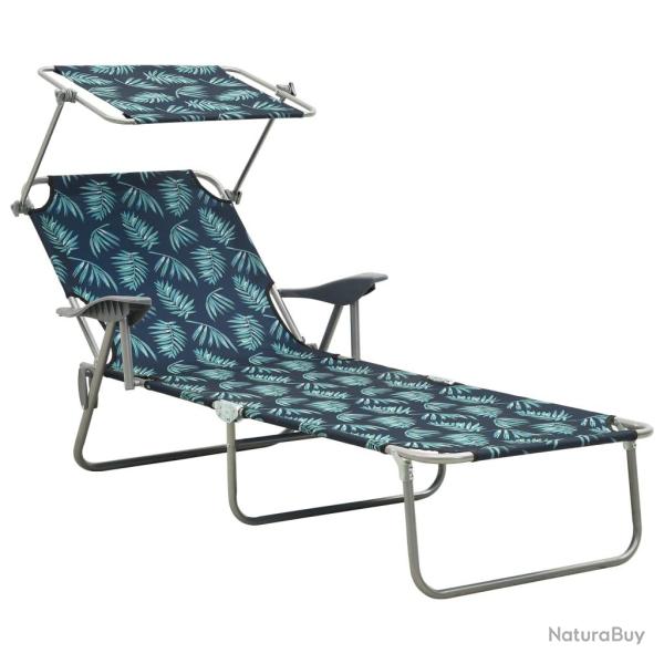 Transat chaise longue bain de soleil lit de jardin terrasse meuble d'ext�rieur avec auvent acier mo