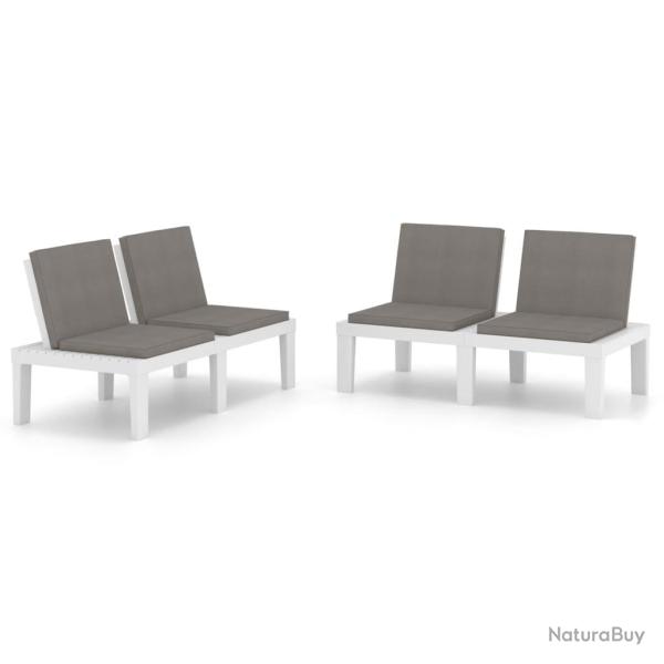 Banc de jardin meuble de patio d'ext�rieur terrasses de salon de jardin avec coussins 2 pcs plastiq