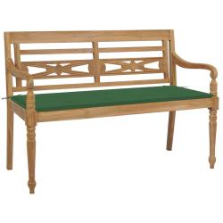 Banc de jardin meuble de patio d'ext&eacute;rieur terrasse avec coussin vert 120 cm bois de teck massif 02