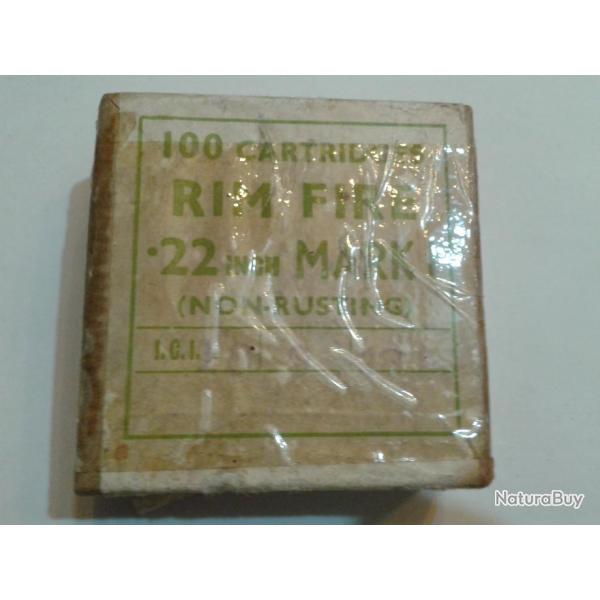 Boite anglaise de 100 cartouches 22 Rimfire MARK 1 ICI