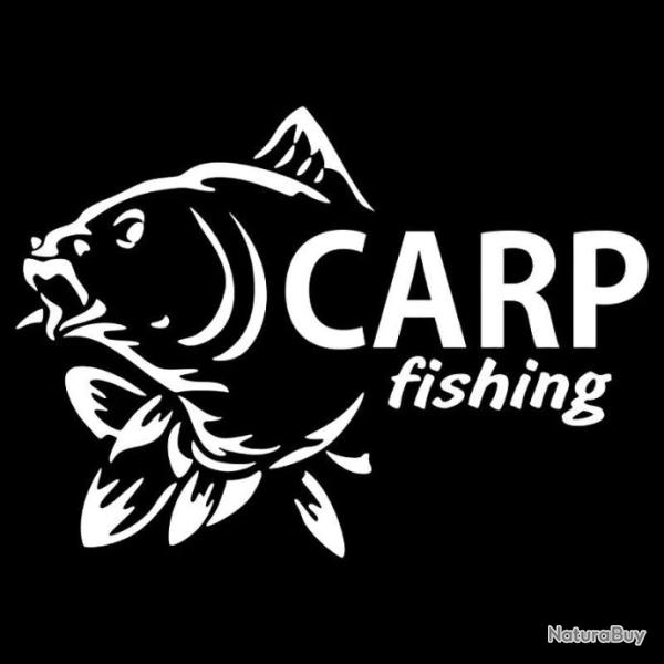 Autocollants p�che CARP FISHING  voiture camping car ou autres noir ou blanc ! B
