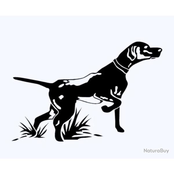 Autocollants chien � l'arr�t  voiture camping car ou autres noir blanc rouge or holographique