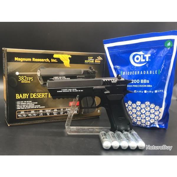 Pack Airsoft Cybergun - Baby desert eagle + 5 capsules CO2 + Sachet de 3200 BB'S