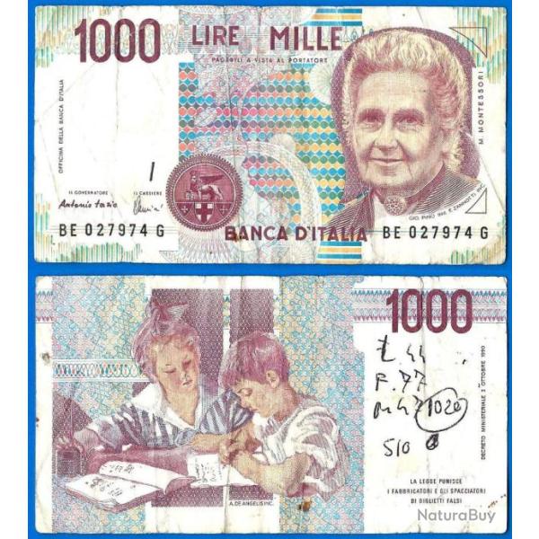 Italie 1000 Lire 1990 Montessori Signature Fazio & Amici Billet Europe