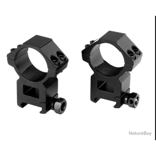 Colliers haut rail 22 mm pour lunette de tir diam�tre 30 mm
