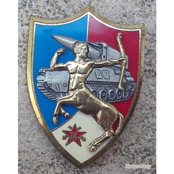 74� R�giment d'Artillerie, bleu, 5 galets, dos grenu, �pingle rivet�e