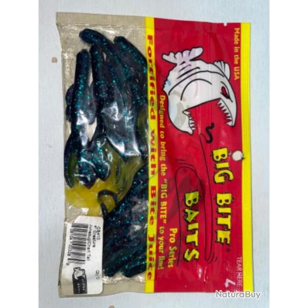 !! LEURRE BIG BITE BAITS 4��� CREATURE COULEUR JUNEBUG/CHART TAIL