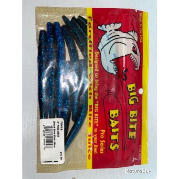 !! LEURRE BIG BITE BAITS 4�� TRICK STICK COULEUR BLACK BLUE �LECT BLUE
