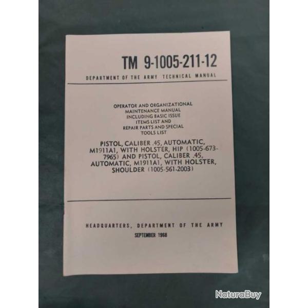 "COLT" 45 M 1911 A1, MANUEL TECHNIQUE