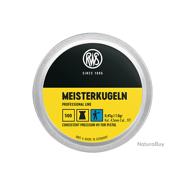 Plombs RWS Meisterkugeln, calibre 4.5 mm 0.45g par 1 boite ( 500 plombs )