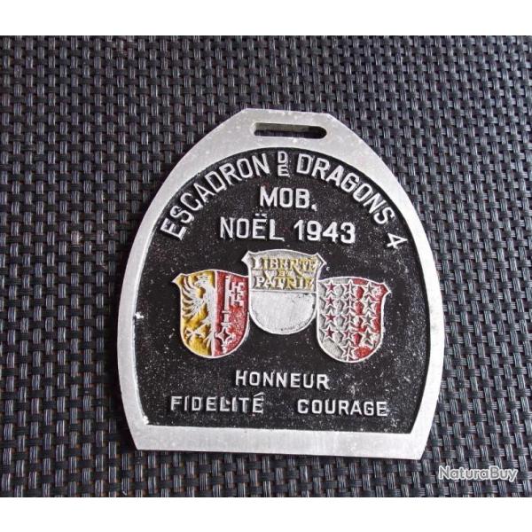PLAQUE ALU COMMEMORATIVE DU 4� ESCADRON DE DRAGON - GENEVE - SUISSE