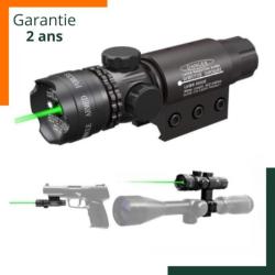 Viseur laser vert Picatinny - Rail 20mm et lunette de vis&eacute;e - Aluminium - Noir - Livraison gratuite