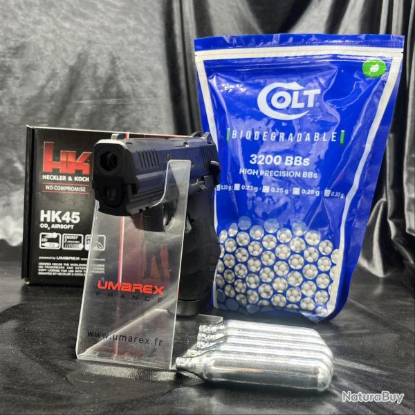 Pack pr�t a tirer PISTOLET - "HECKLER&KOCH HK45 HK" -Cal. BBS 6MM - CO2