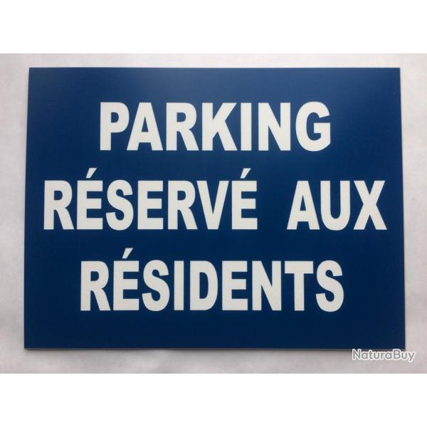 Panneau "PARKING R�SERV� AUX R�SIDENTS" format 200 x 300 mm fond bleu