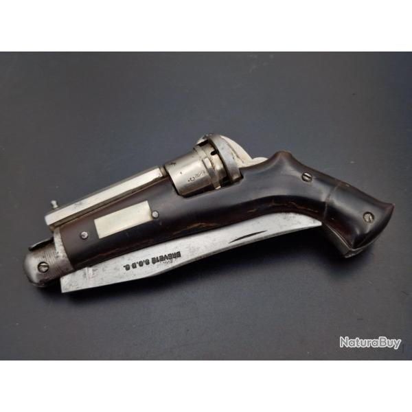 COUTEAU REVOLVER BARILLET CALIBRE 5mm A BROCHE SYSTEME SIGAUD BARNERIAS BREVETE SGDG - FRANCE XIX� F