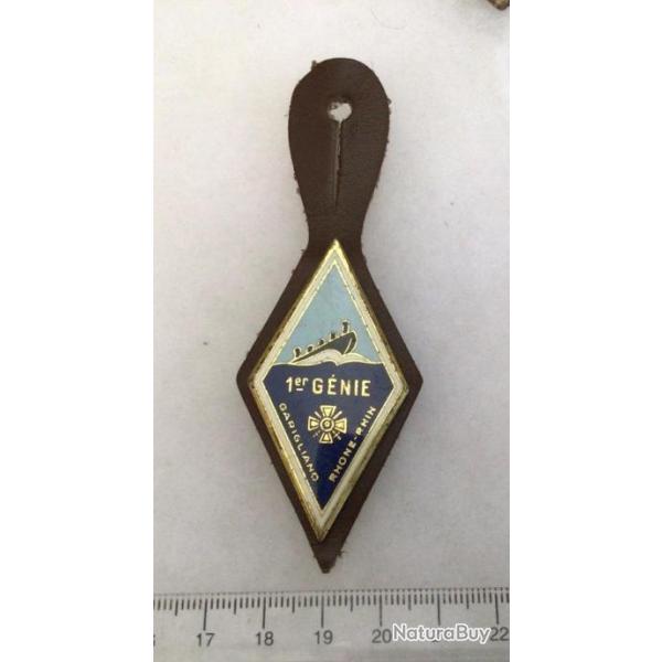 FRANCE GENIE MILITAIRE - Insigne 1� R�giment du G�nie avec Son Cuir