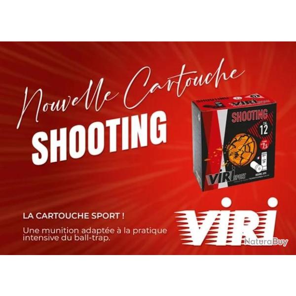 Carton de 250 cartouches de ball-trap VIRI Shooting calibre 12/70 plombs 7 1/2 28g