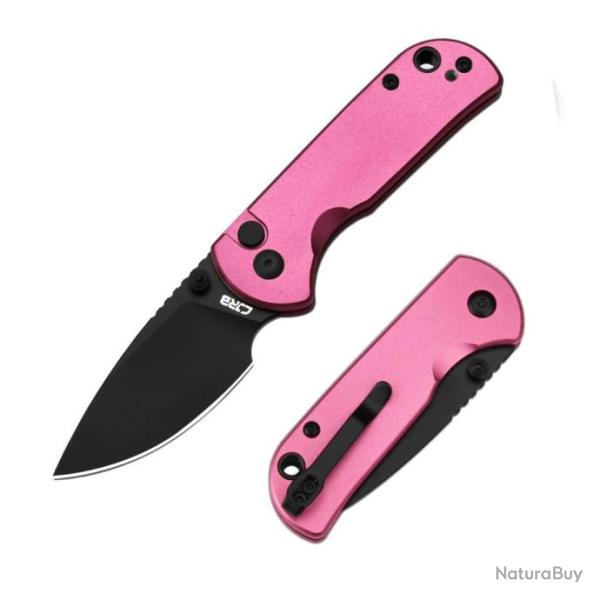 Couteau CJRB Mica Pink Lame Acier AR-RPM9 Black PVD Manche Aluminum Button Lock IKBS Clip J1934BPK