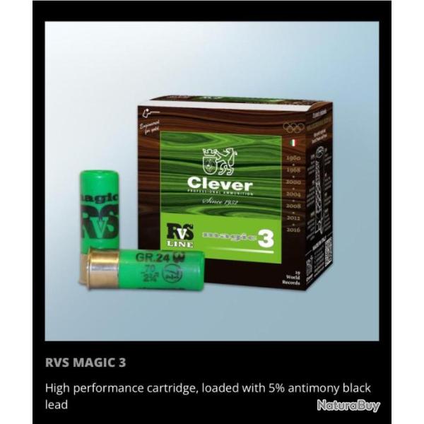 Cartouches Clever RVS Magic 3 28g 7 1/4 culot 16 mm ( bien lire pour les frais de port )