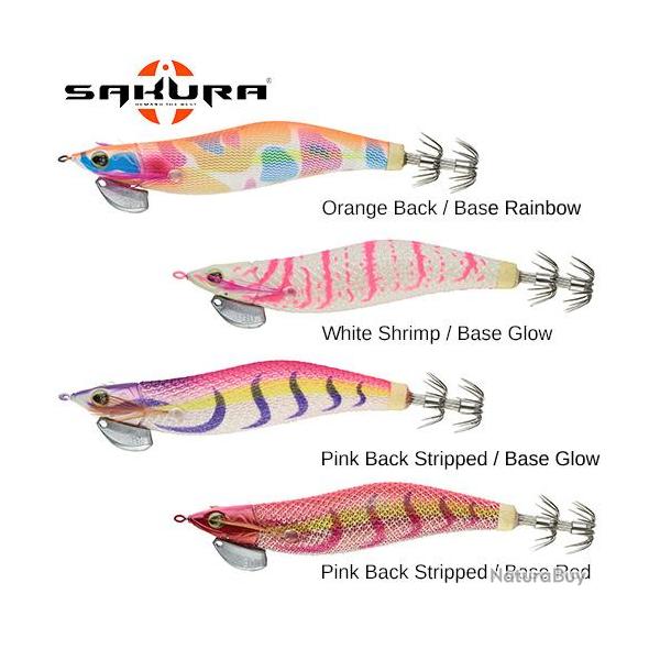 DESTOCKAGE ! Turlutte Sakura Stingray Dart 3.0 - 95mm - 15.8g Pink Back Stripped / Base Red