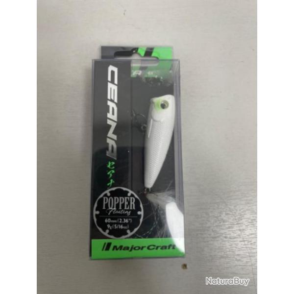 !! LEURRE MAJOR CRAFT CEANA POPPER GREEN CHEEK PEARL WHITE