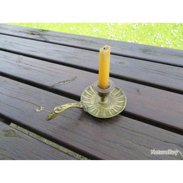 VINTAGE - Ancien bougeoir  main, dit Rat de Cave  dcor Art Nouveaux (Fin XIX-Dbut XX)