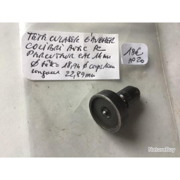 VENDU PAR LE-CUIRASSIER N�20 T�TE DE CULASSE GAUCHER COLIBRI CALIBRE 14 MM PERCUSSION CENTRALE