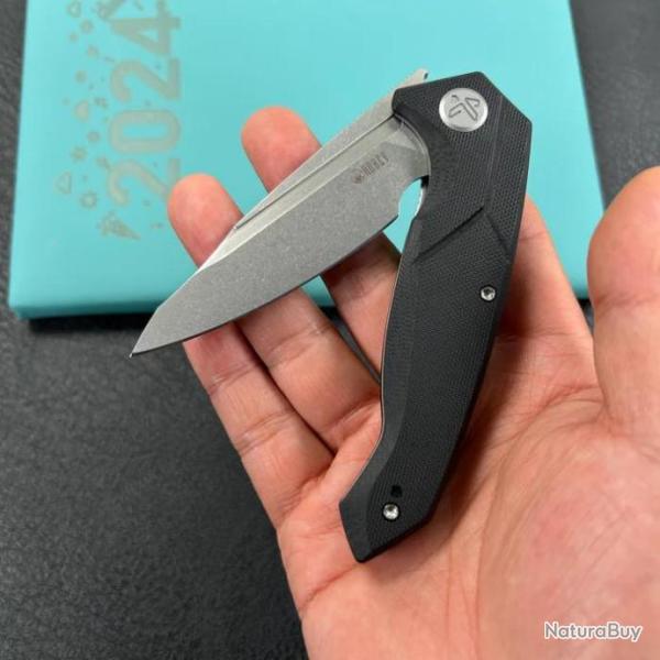 Couteau Kubey RBC-1 Outdoor Black Manche G10 Lame Acier 14C28N Beadblast IKBS Linerlock Clip KUB373A