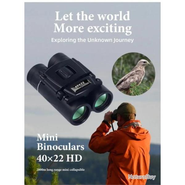 Jumelles Inique HD Longue Porte Baka4 FMC Pliable 40X22 2000M Plein Air Camping Randonnes Chasse