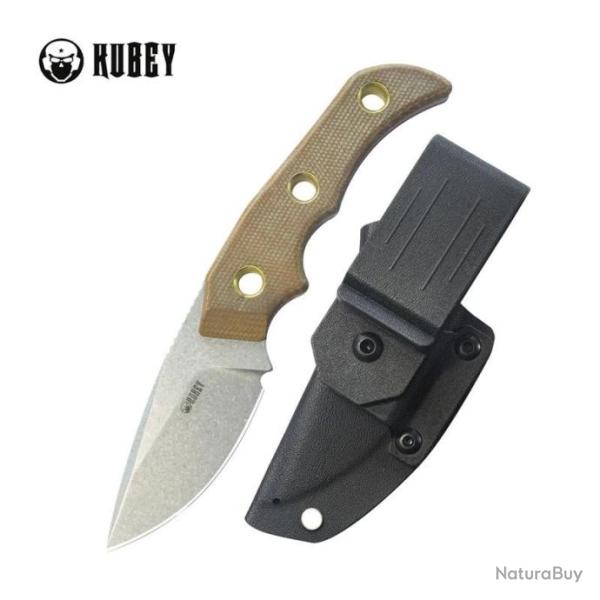 Couteau Kubey Willumsen DP Hunter Brown Manche Micarta Lame Acier 14C28N Beadblast Etui KUB376B