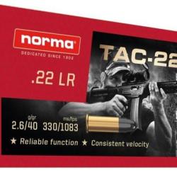 50 CARTOUCHES NORMA 22LR TAC-22 LRN