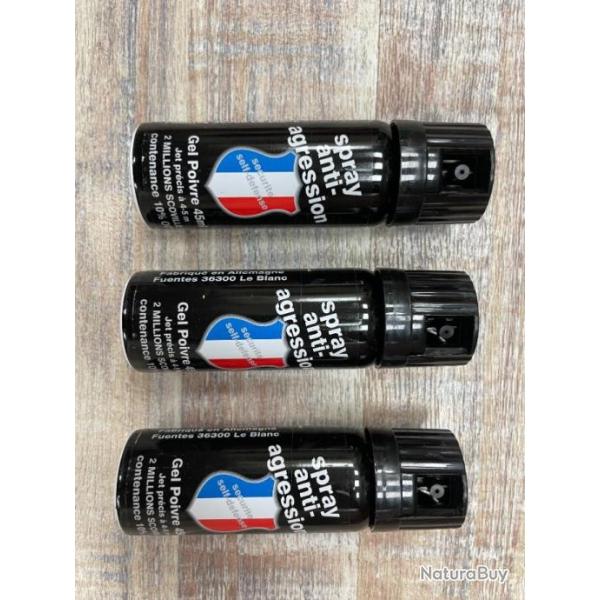 BOMBE DE DEFENSE GEL POIVRE 45 ML SECURITE -DEFENSE VENDU PAR 3