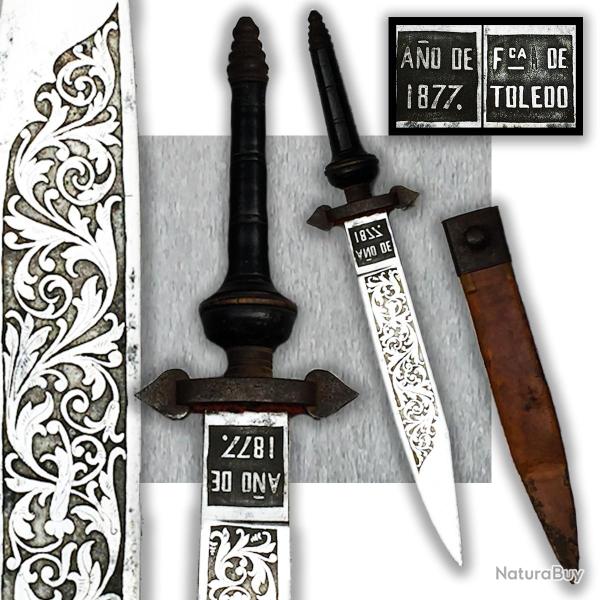 RARISSIME BAIONNETTE - DAGUE '' BOUCHON '' TOLEDO 1877 ESPAGNE XIX ORIGINAL