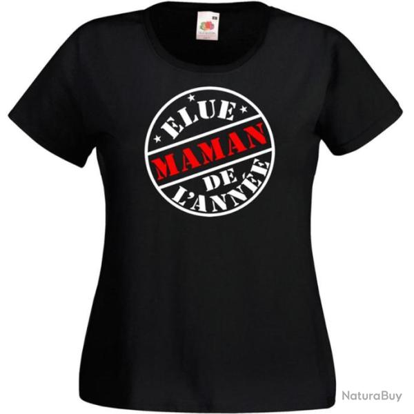 T-SHIRT pour FEMME - ELUE MAMAN DE L'ANN�E -  Humour Id�e cadeau No�l F�te des M�res Anniversaire