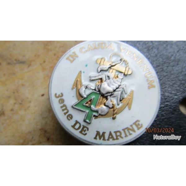 3 RIMA : Insigne mtallique 4 Cie du 3 Rgiment d'Infanterie de Marine troupe coloniale fab FIA