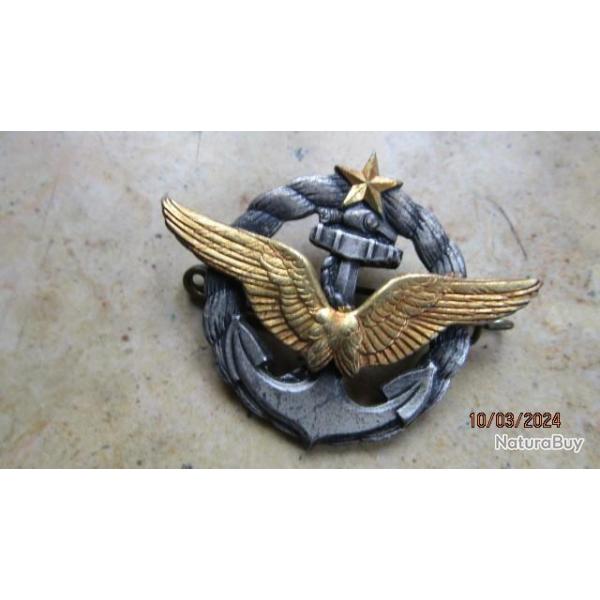 m�daille Insigne Brevet de Pilote A�ronavale dos guilloc ailes matric�es aviation Drago Paris Marine