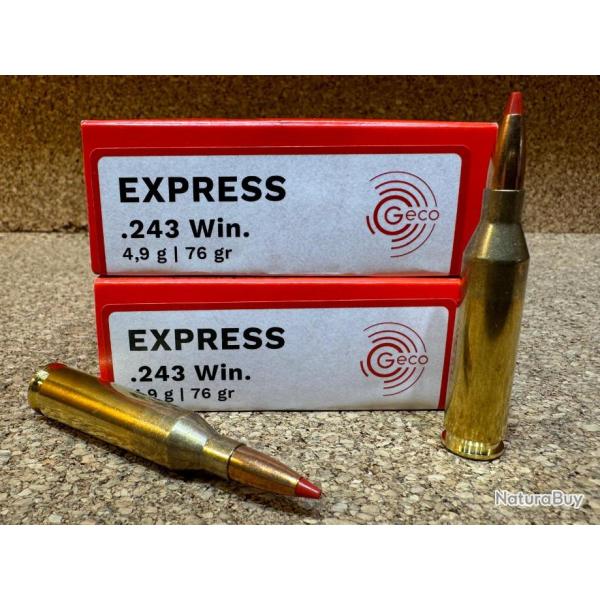 2 BOITES DE 20 BALLES GECO EXPRESS 243 WIN 4.9 GR