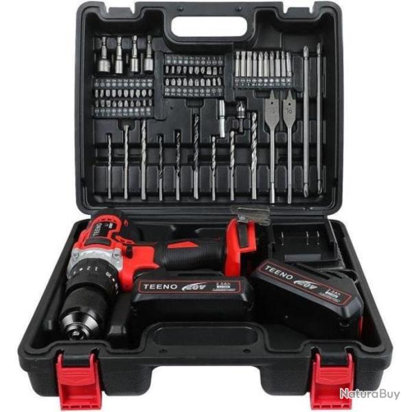 Perceuse visseuse � percussion 2x20V - 2,0Ah  Li-ion Mandrin 13mm 69 accessoires