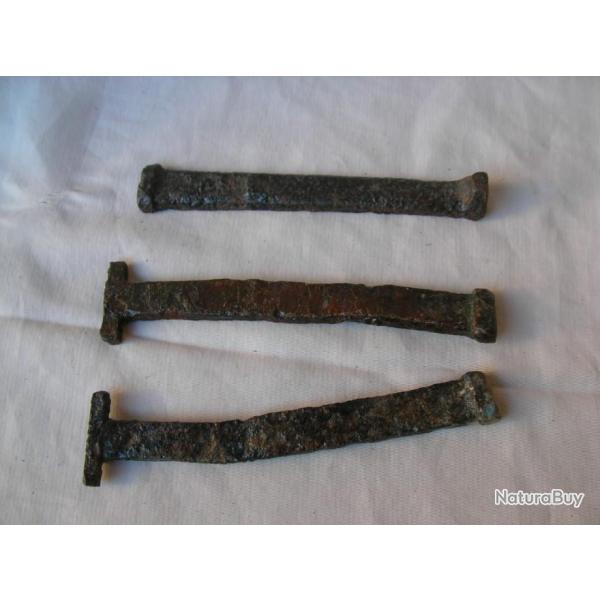 WW1 RELIQUE DE COMBATS WW1 3 TIGES PLATES NON IDENTIFI�ES 11.5/12 CM ETAT DE TERRAIN