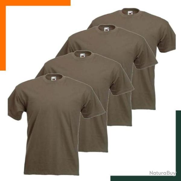 Lot de 4 tee-shirt de chasse - Vert arm�e - Coton