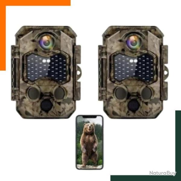 Lot de 2 - Cam�ra de chasse 4KUHD 32MP Wifi - IP66 - 2 X SD32go - Camouflage - Livraison gratuite