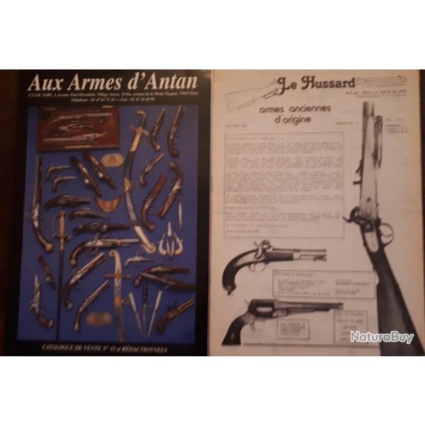 Catalogues aux armes  d'antan de fevrier 1998 et catalogue hussard  de mars 1985 bon �tat avec prix