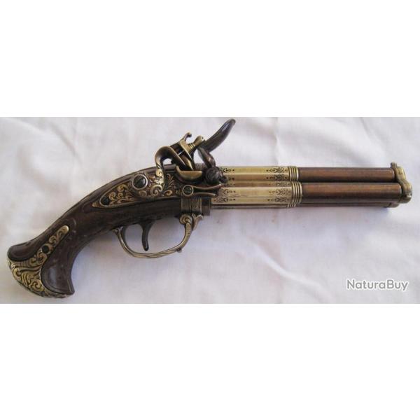 PISTOLET A SILEX 3 CANONS - Ref.5309
