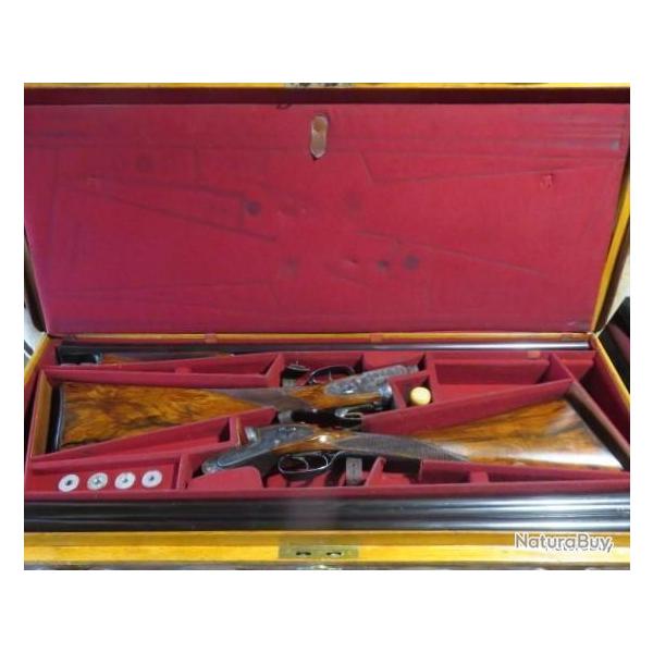 Paire de fusils Holland & Holland Royal Borgnes cal.12/65 canons 76.5 cm 1/4 1/2 + mallette
