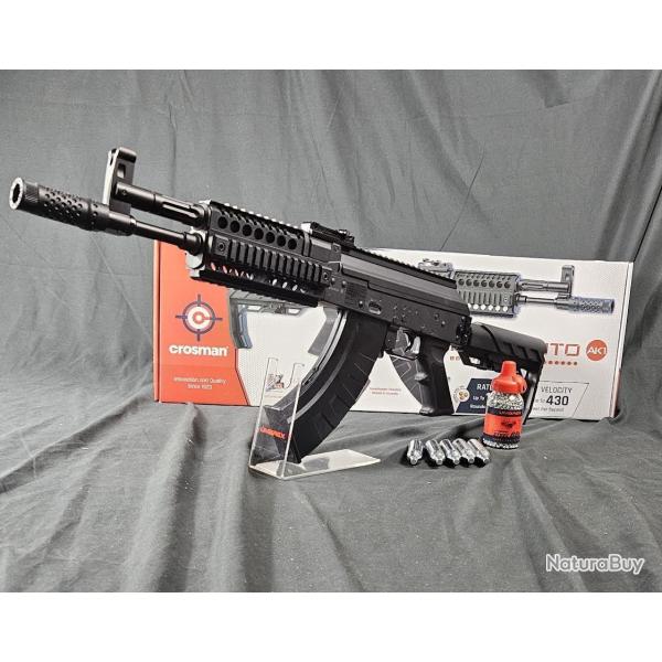 Pack Carabine AK1 CO2 FULL AUTO BB'S 4.5mm 3 Joules + 5X capsules CO2 + 1X biberon de 1500 billes m�