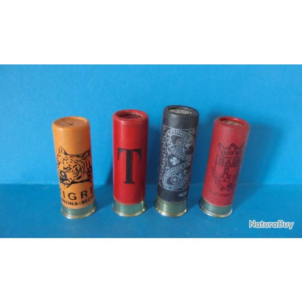 LOT DE 4 CARTOUCHES CAL.12  ANCIENNES  POUR LA COLLECTION N�2