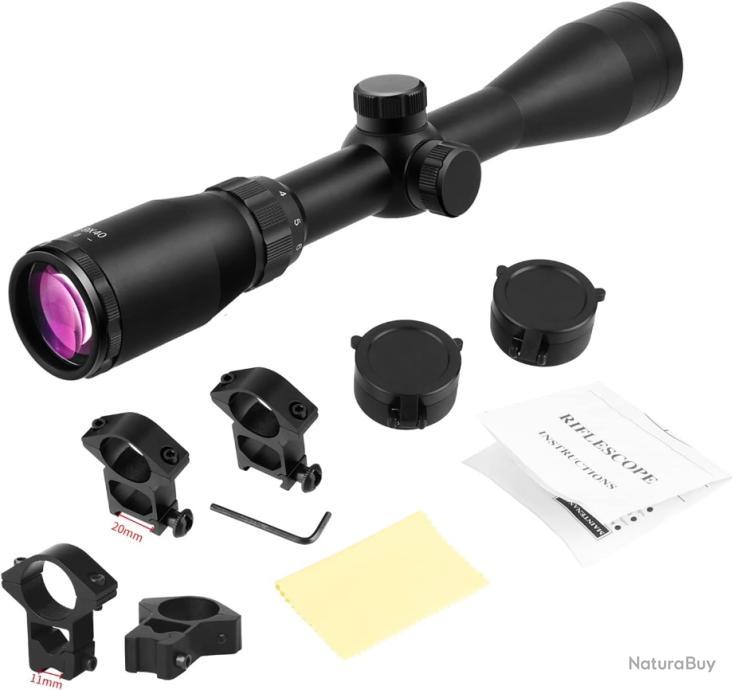 Lunette De Visée ToopMount 3-9x40 - Revêtement Violet Multicouche - 1/4 MOA - Avec Cache-objectifs Et Anneaux De Montage